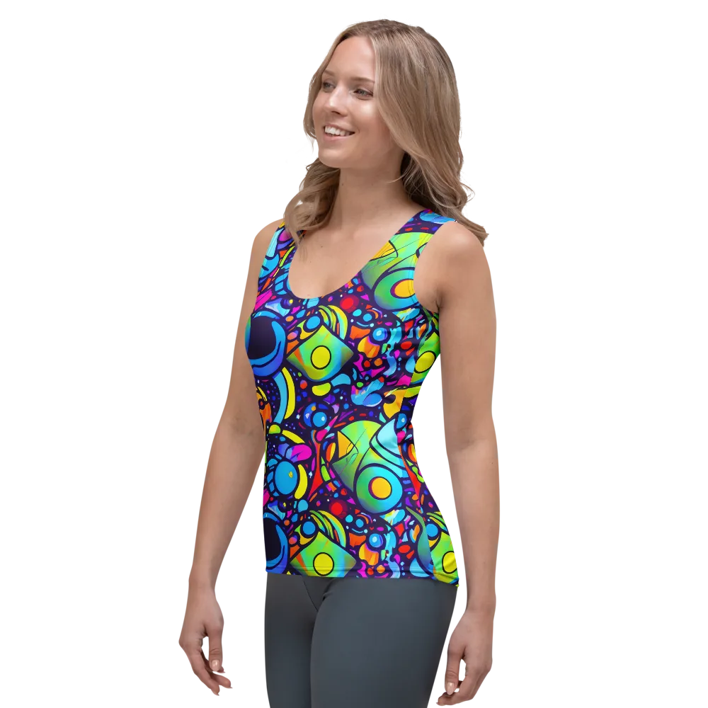 Neon Graffscape on Women's Tank Top — Left Front