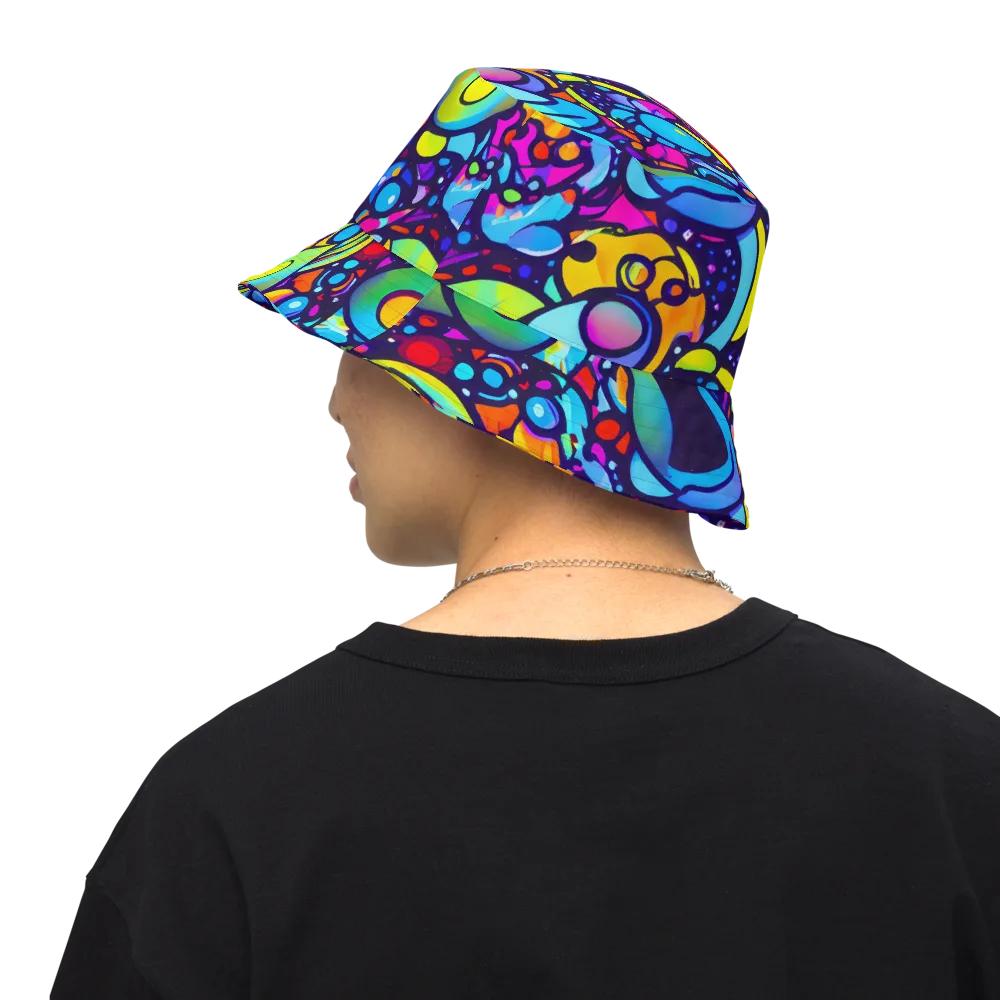 Neon Graffscape on Reversible Bucket Hat — Back Inside