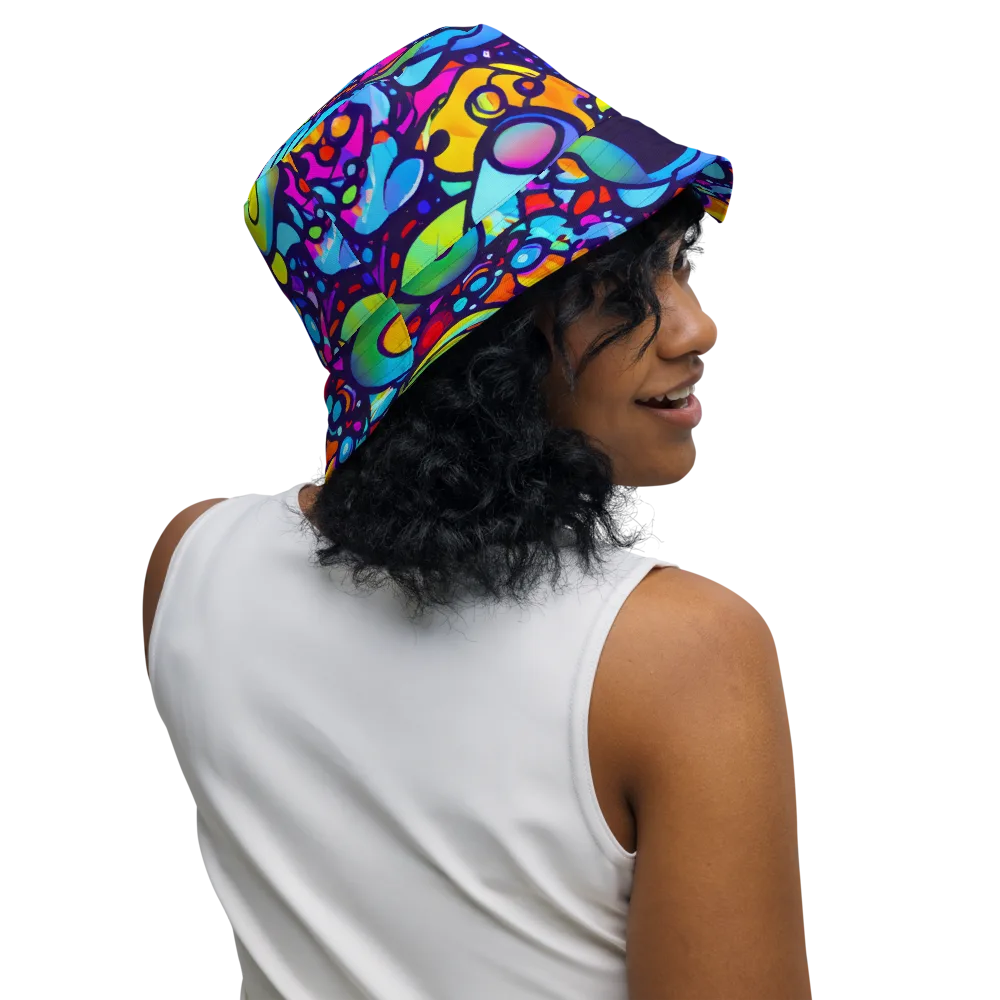 Neon Graffscape on Reversible Bucket Hat — Right Outside