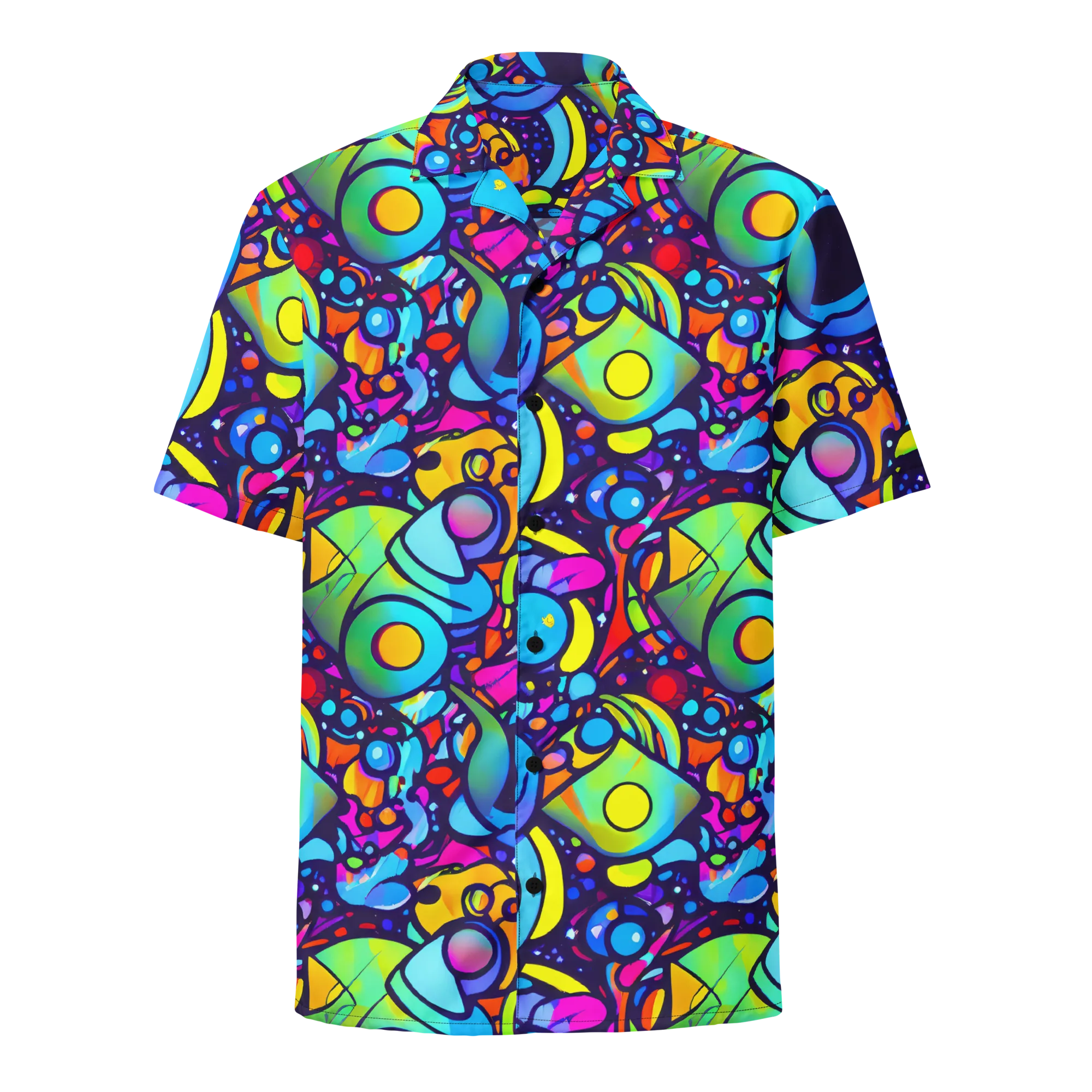 Neon Graffscape on Button Shirt — Front