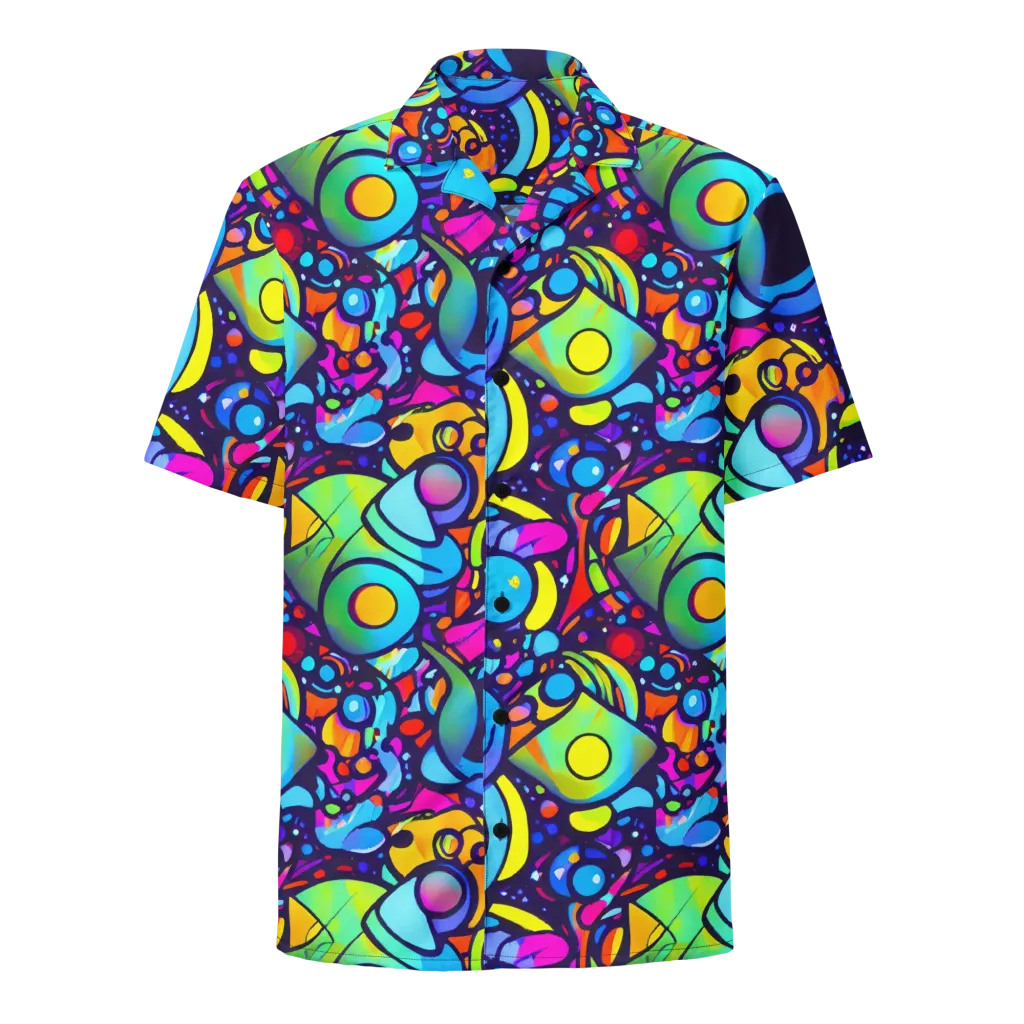 Neon Graffscape on Button Shirt — Front