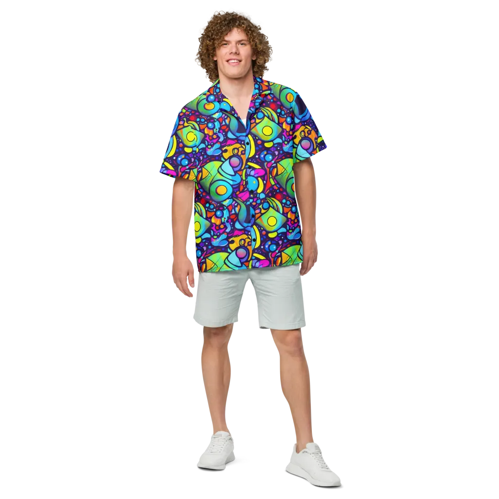 Neon Graffscape on Button Shirt — Front