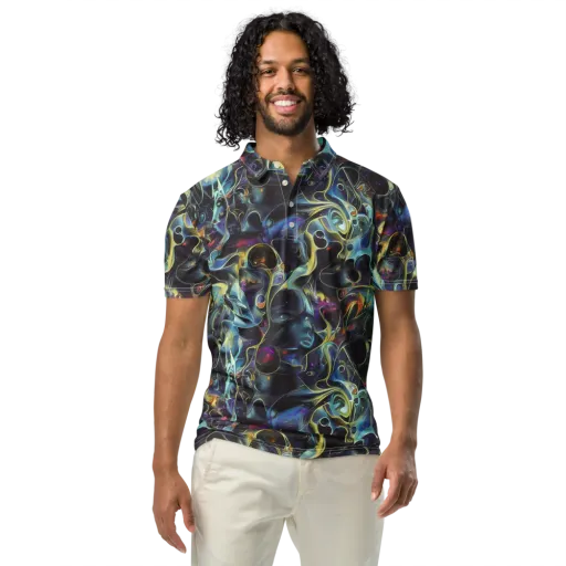 Galactic Enigma on a Men's Slim Fit Polo Shirt