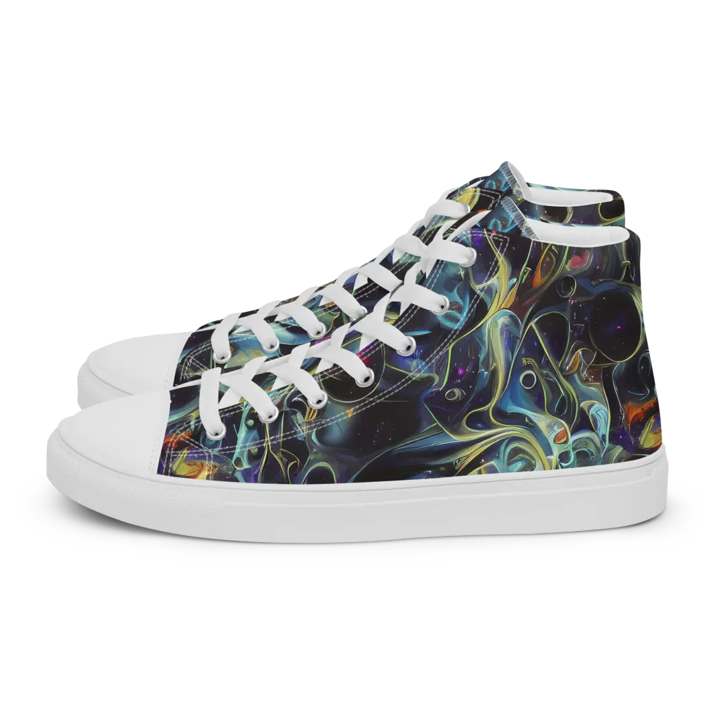 Galactic Enigma on Men's High Top Canvas Shoes — Left
