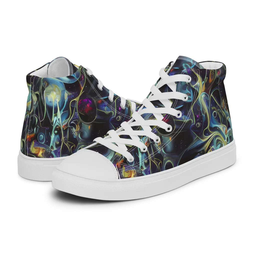 Galactic Enigma on Men's High Top Canvas Shoes — Left