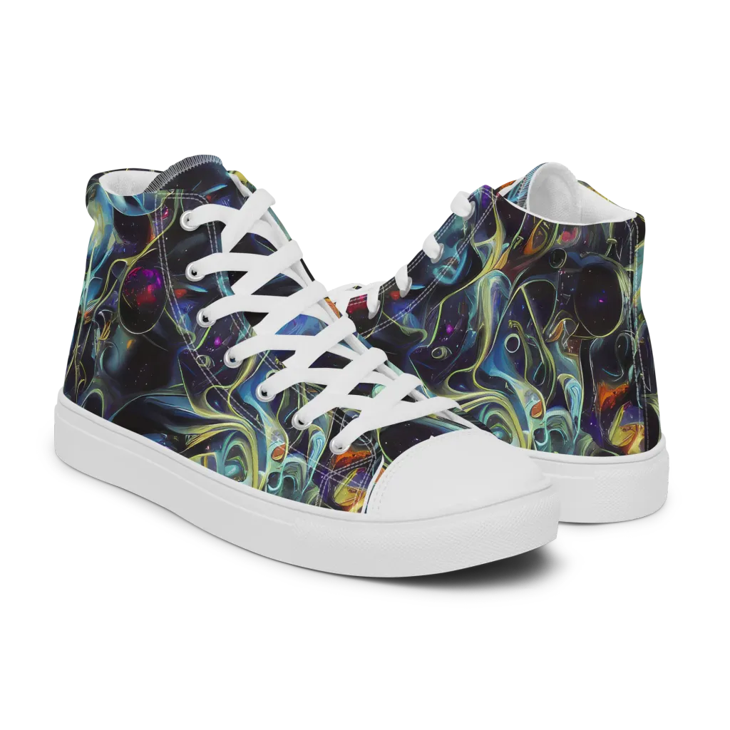 Galactic Enigma on Men's High Top Canvas Shoes — Right