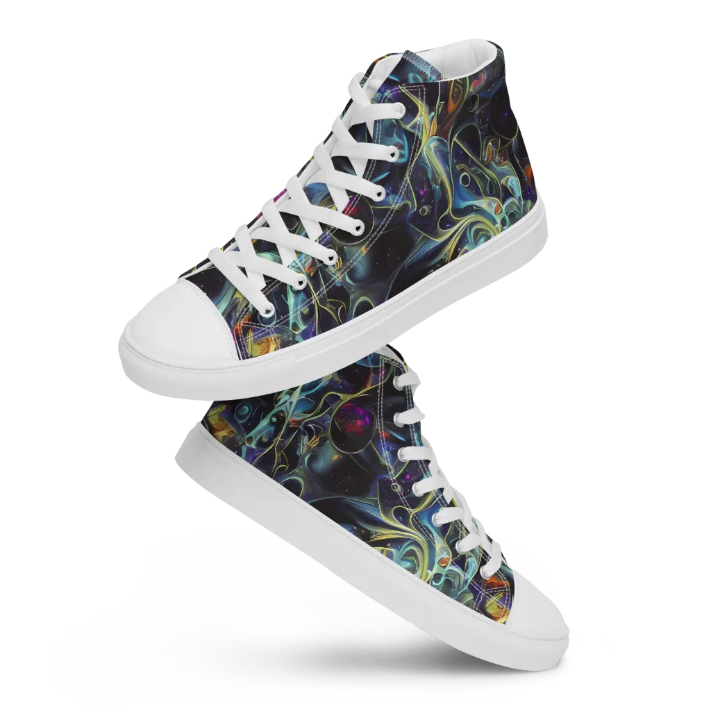 Galactic Enigma on Men's High Top Canvas Shoes — Front