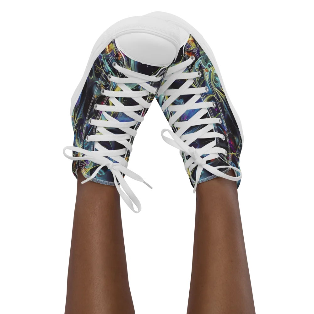 Galactic Enigma on Women's High Top Canvas Shoes — Front