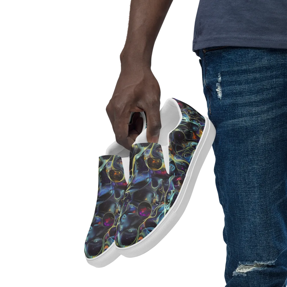 Galactic Enigma on Men's Slip-On Canvas Shoes — Left Front