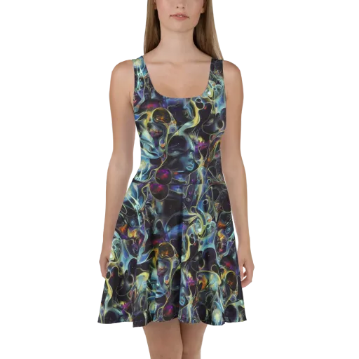 Galactic Enigma on a Skater Dress