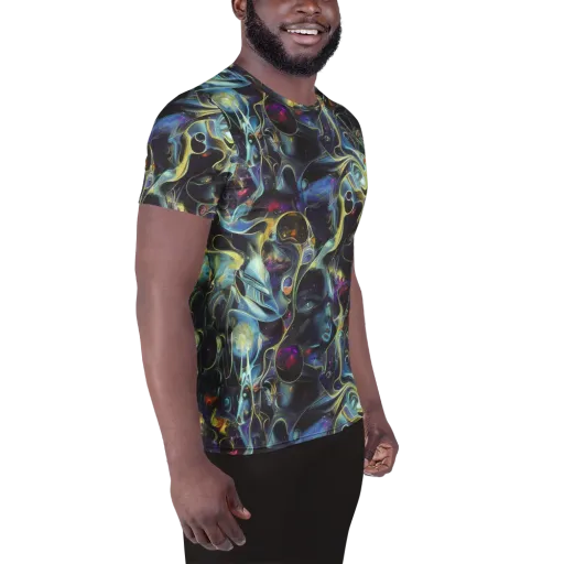 Galactic Enigma on a Men's Athletic T-Shirt