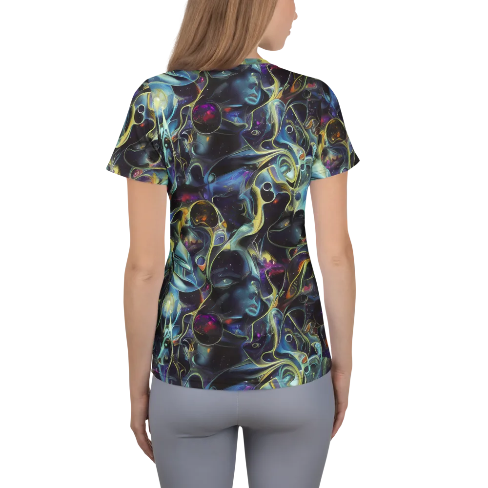 Galactic Enigma on Women's Athletic T-Shirt — Back