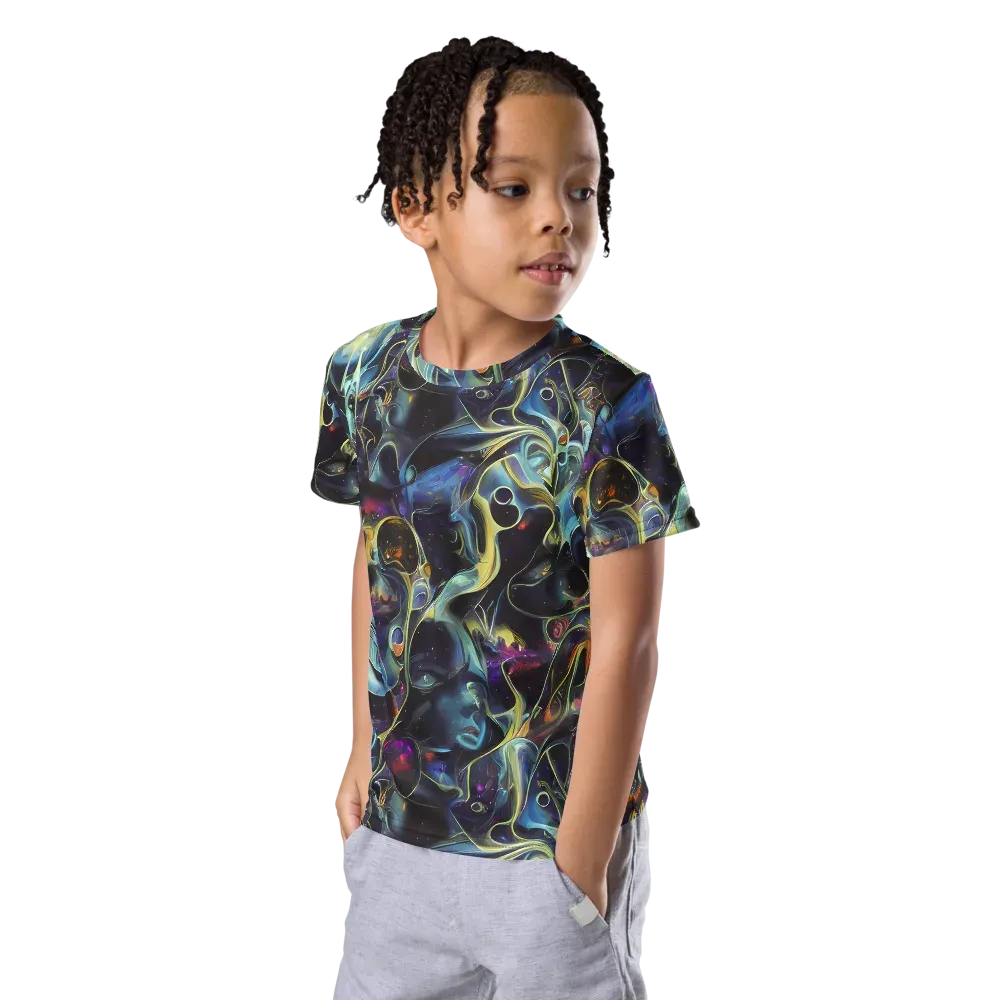 Galactic Enigma on Kids Crew Neck T-Shirt — Left Front