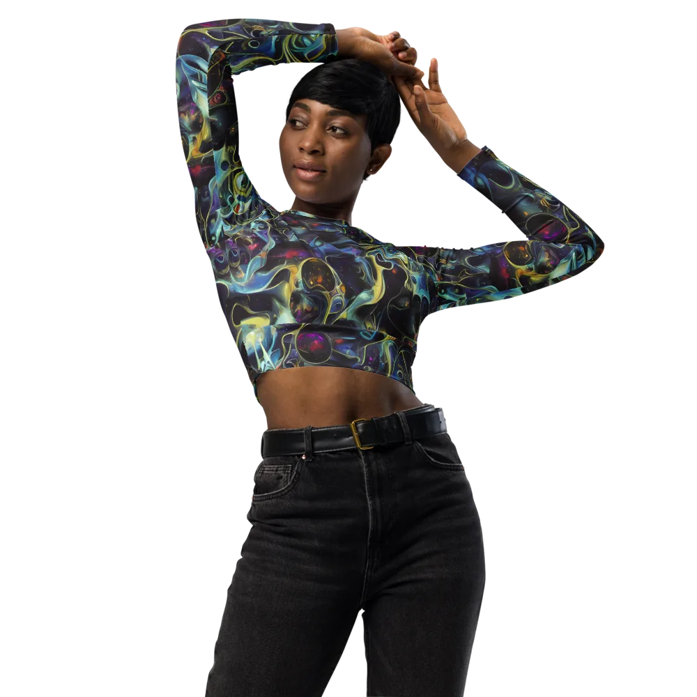 Galactic Enigma on Long Sleeve Crop Top — Front