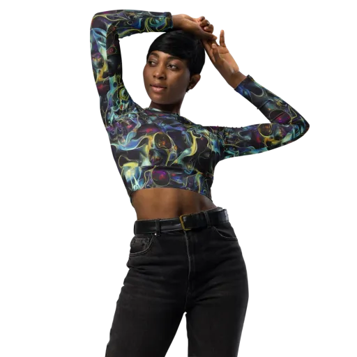 Galactic Enigma on a Long Sleeve Crop Top