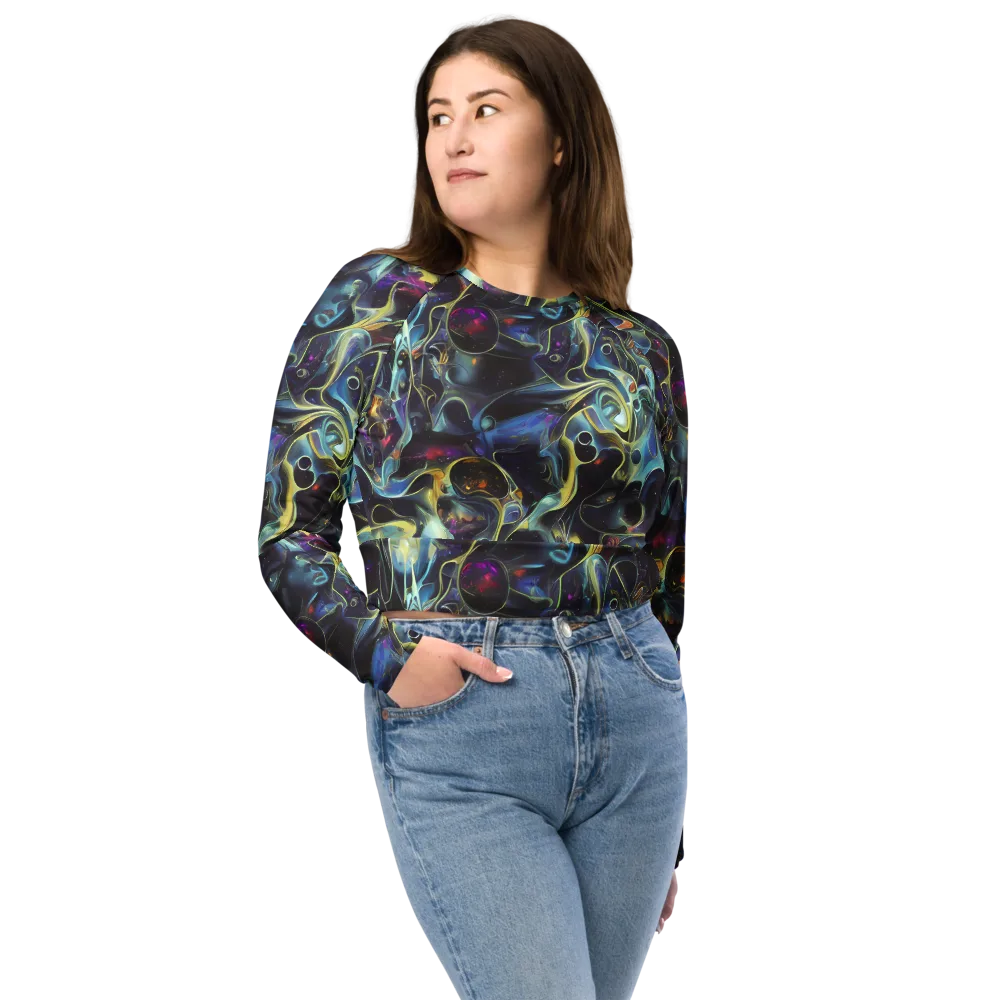 Galactic Enigma on Long Sleeve Crop Top — Front