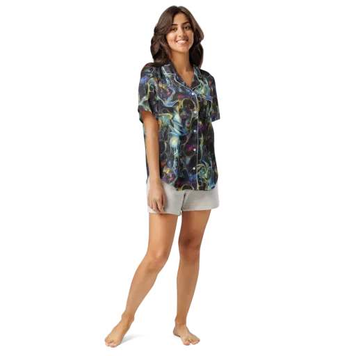 Galactic Enigma on a Women's Short Sleeve Pajama Top