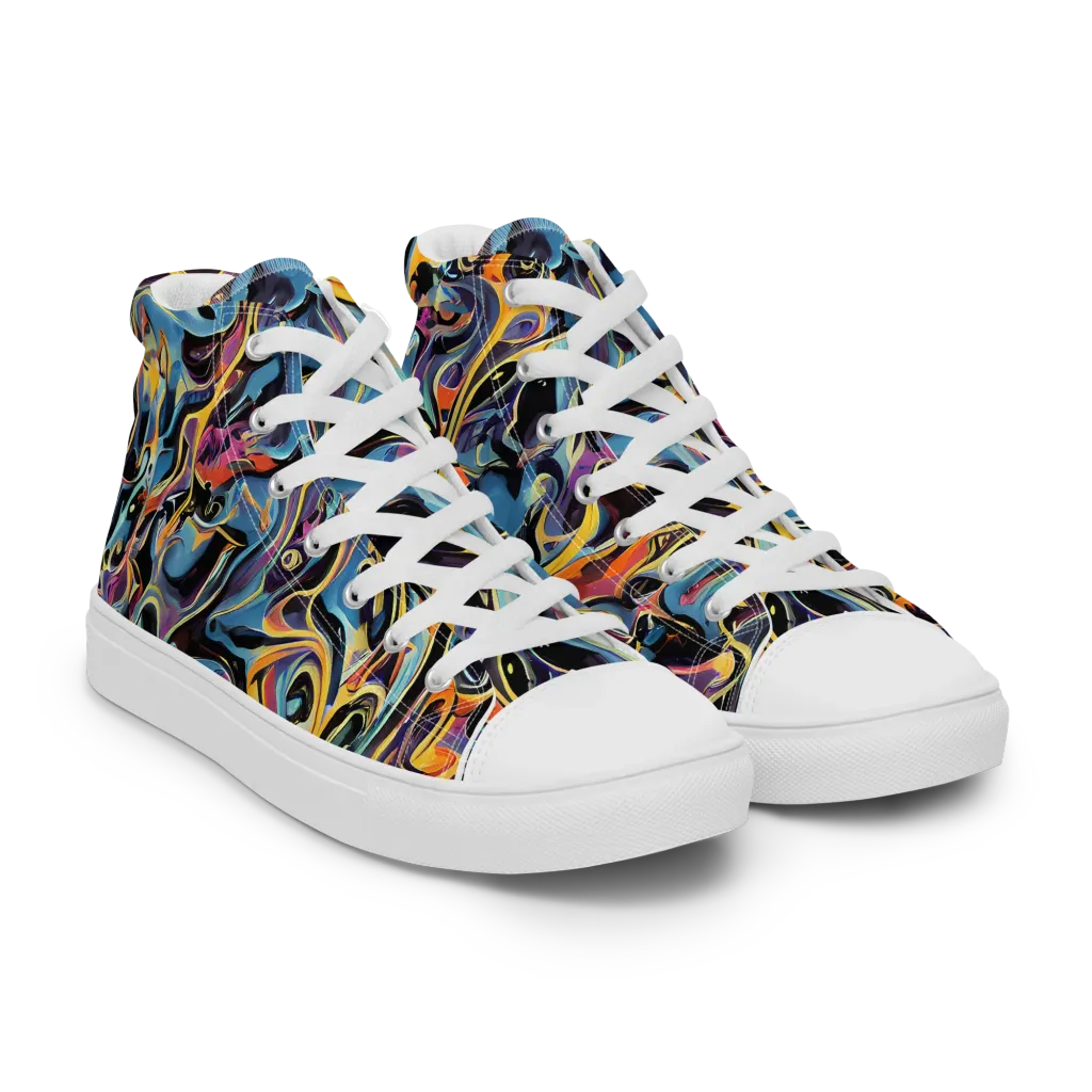 Newtonian Rhapsody on Men's High Top Canvas Shoes — Right Front