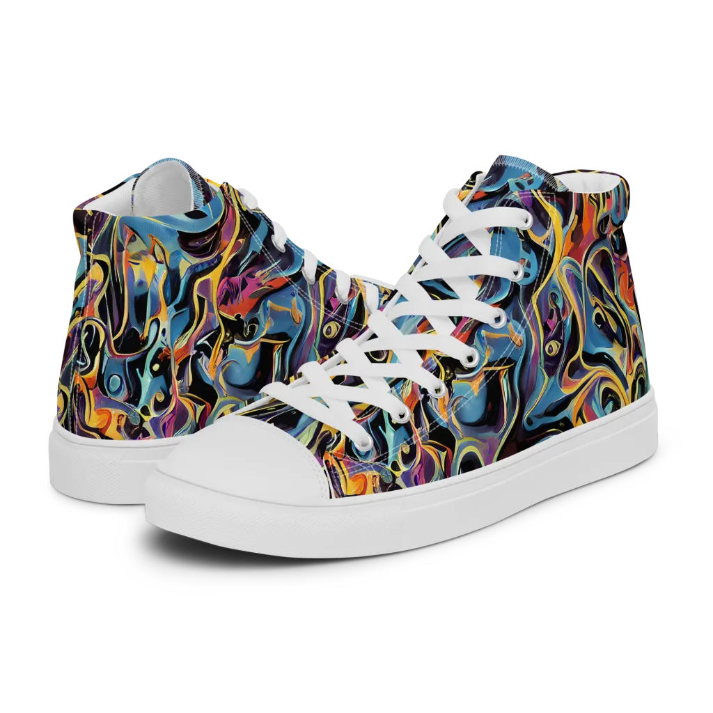 Newtonian Rhapsody on Men's High Top Canvas Shoes — Left