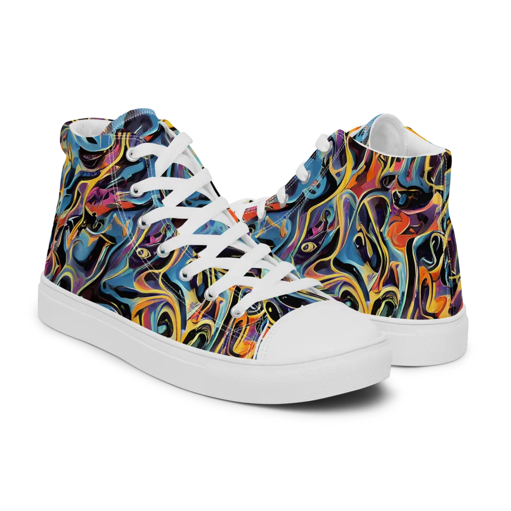 Newtonian Rhapsody on Men's High Top Canvas Shoes — Right