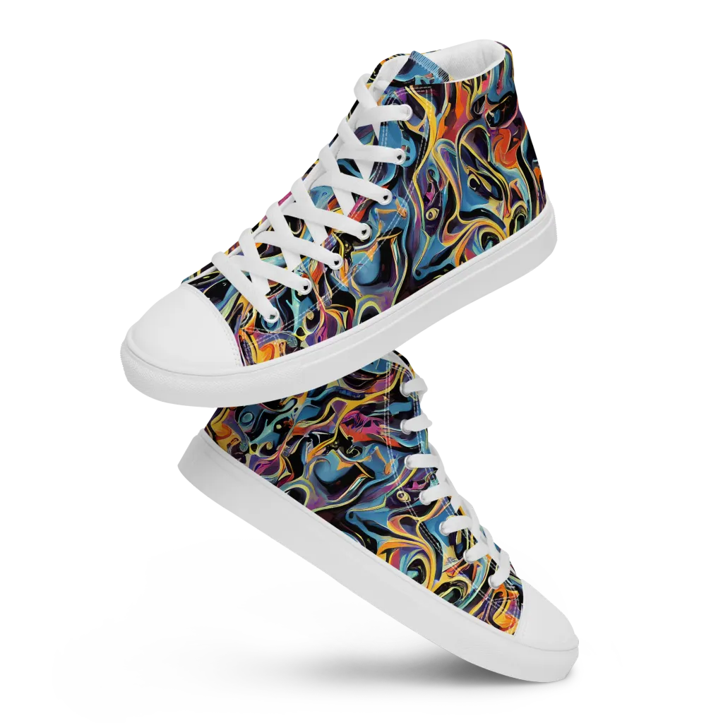Newtonian Rhapsody on Men's High Top Canvas Shoes — Front