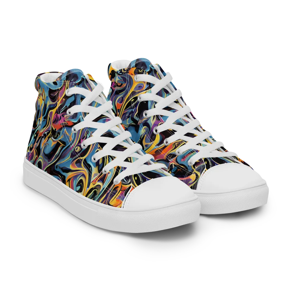 Newtonian Rhapsody on Women's High Top Canvas Shoes — Right Front