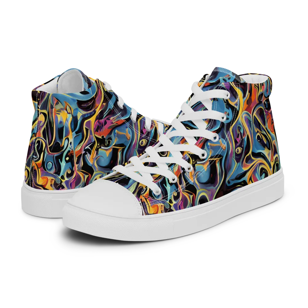 Newtonian Rhapsody on Women's High Top Canvas Shoes — Left