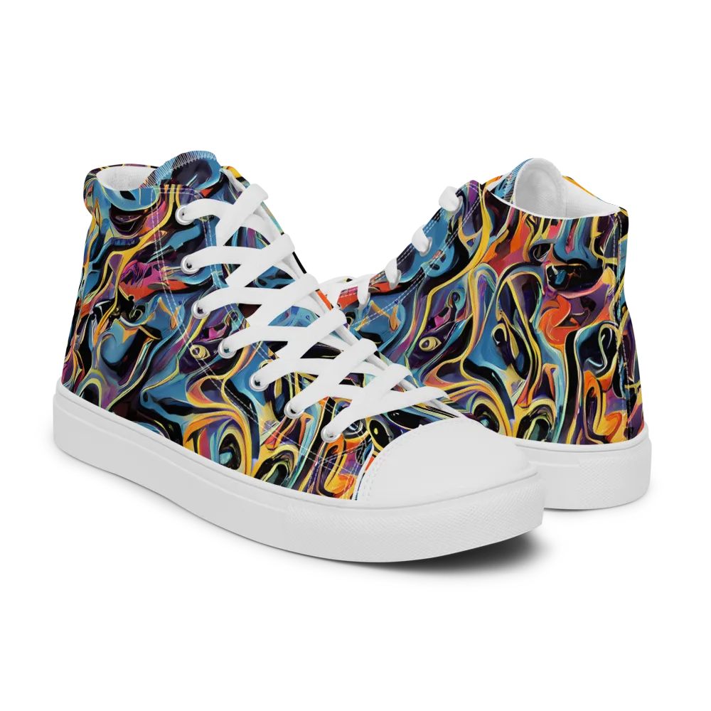 Newtonian Rhapsody on Women's High Top Canvas Shoes — Right