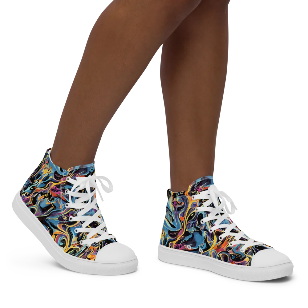 Newtonian Rhapsody on Women's High Top Canvas Shoes — Right