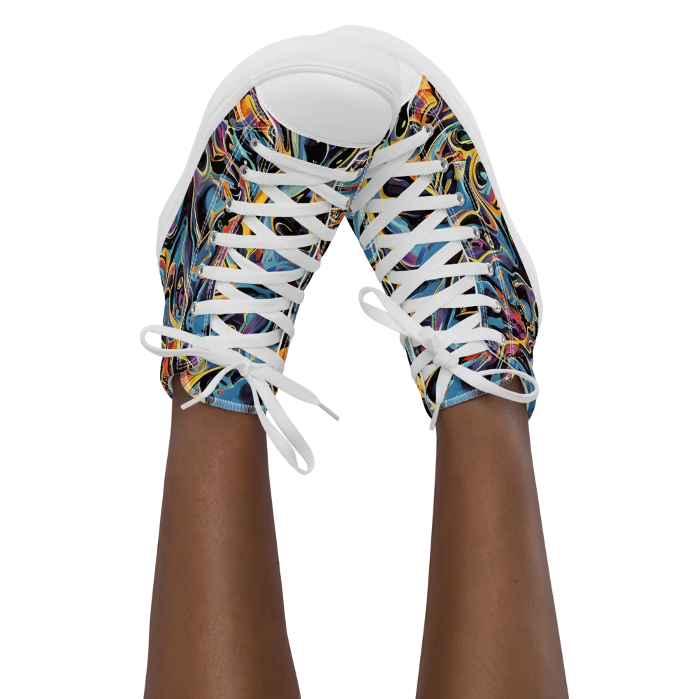 Newtonian Rhapsody on Women's High Top Canvas Shoes — Front