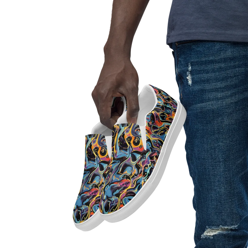 Newtonian Rhapsody on Men's Slip-On Canvas Shoes — Left Front