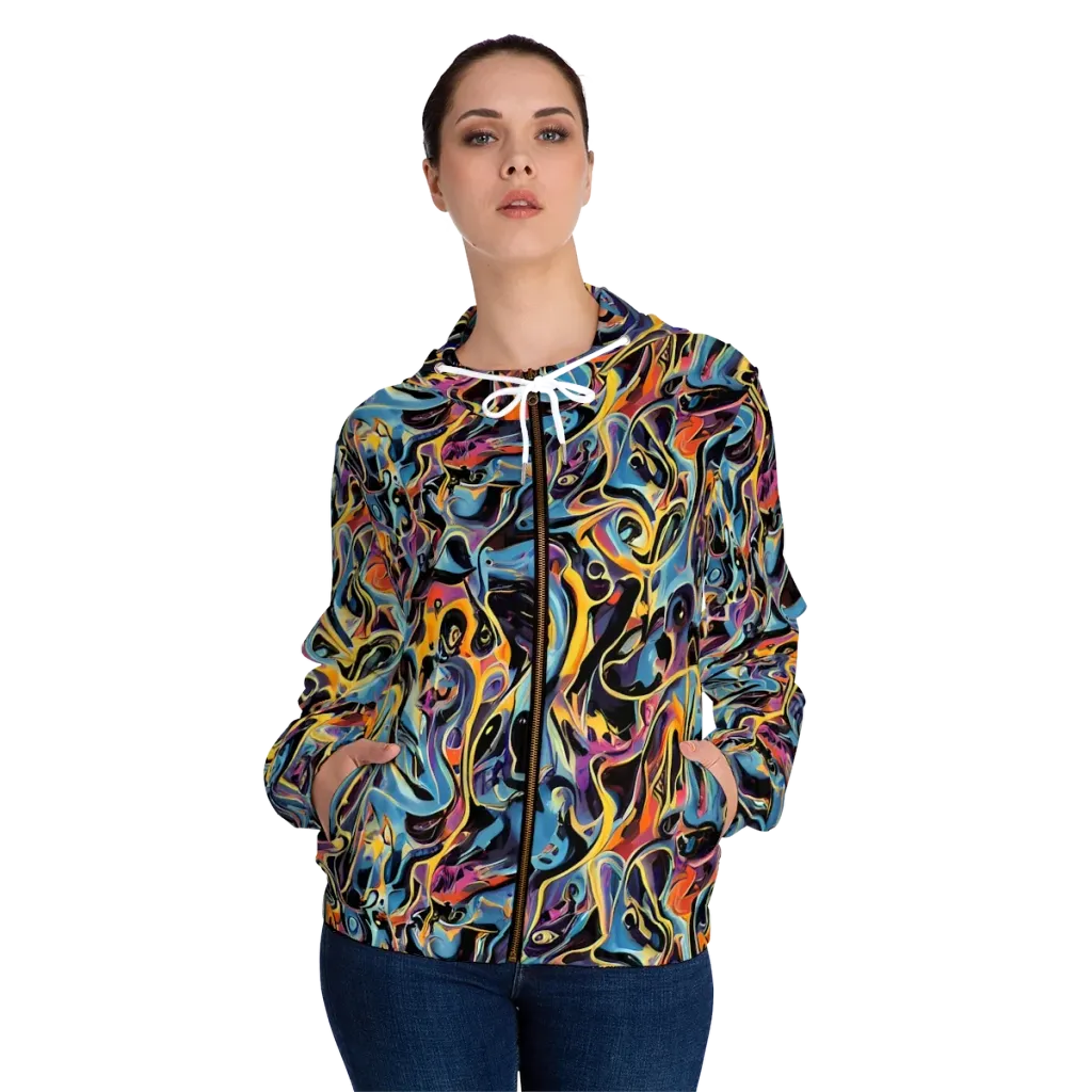 Newtonian Rhapsody on Women's Full-Zip Hoodie — Front On Person