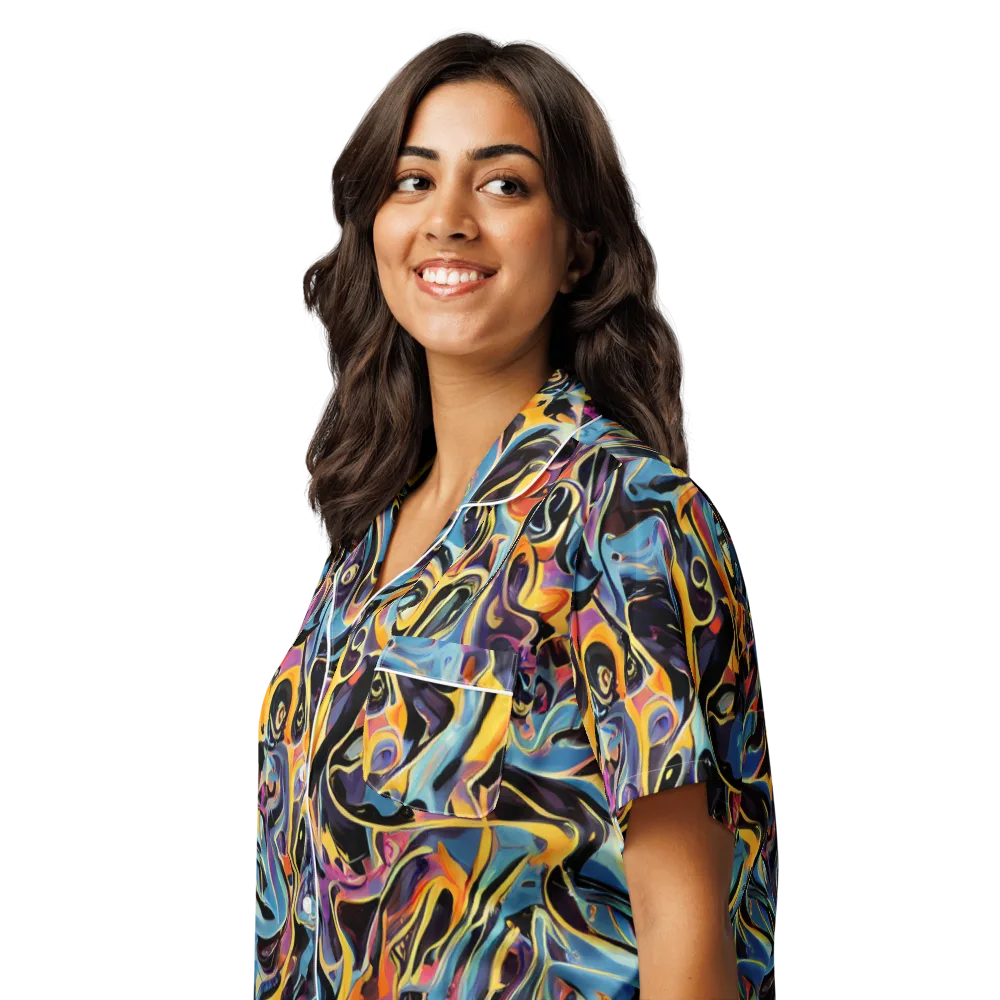 Newtonian Rhapsody on Women's Short Sleeve Pajama Top — Left Front