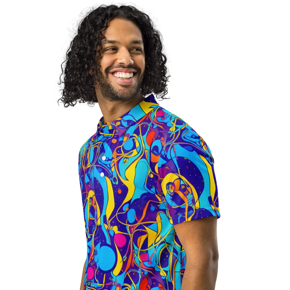 Spectral Tangle on Men's Slim Fit Polo Shirt — Left Front