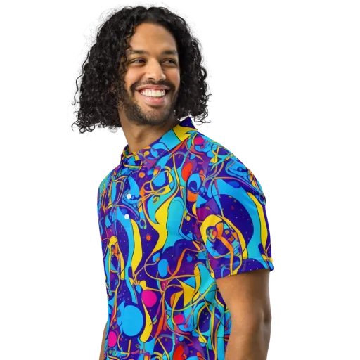 Spectral Tangle on a Men's Slim Fit Polo Shirt