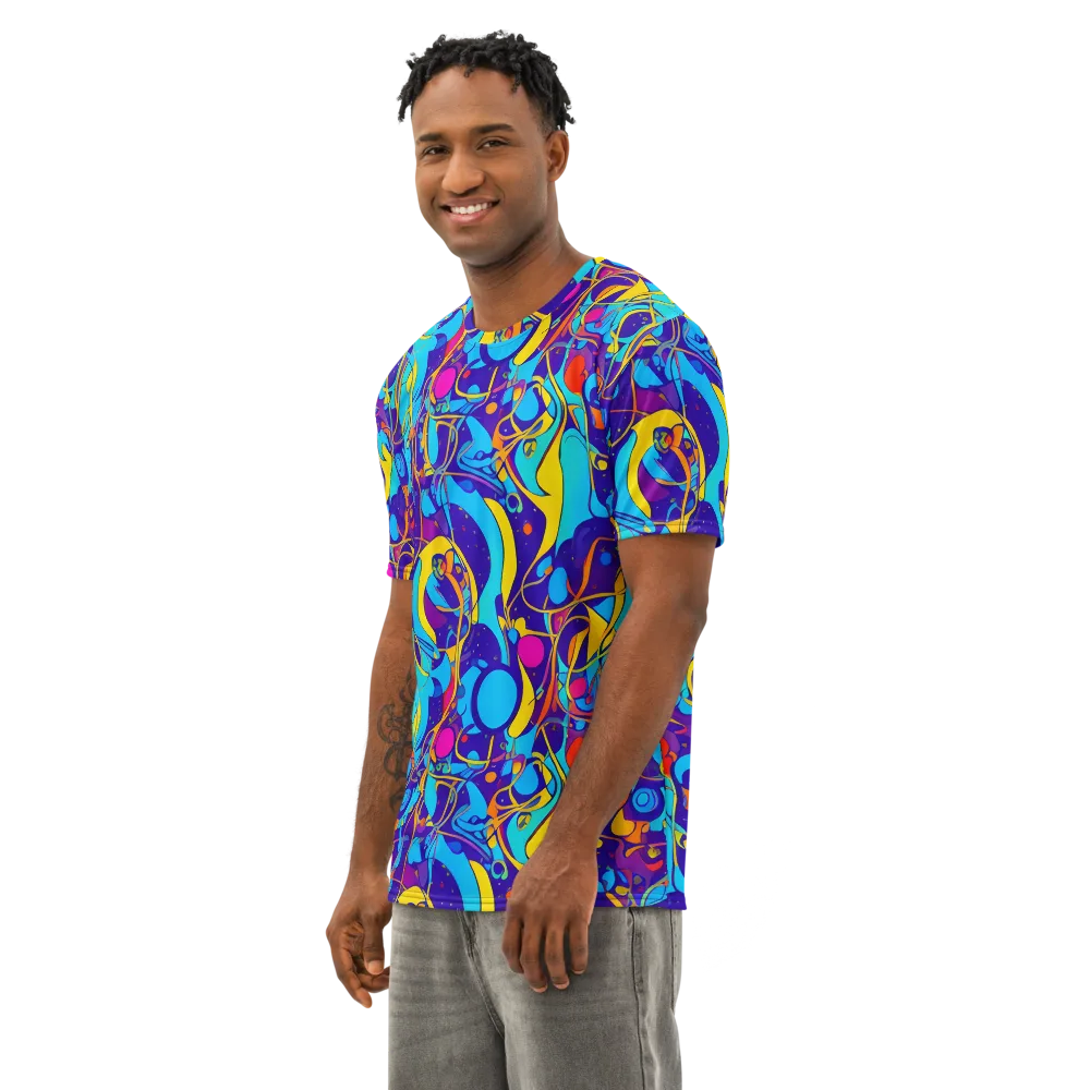 Spectral Tangle on Men's Cotton Crew Neck T-Shirt — Left Front
