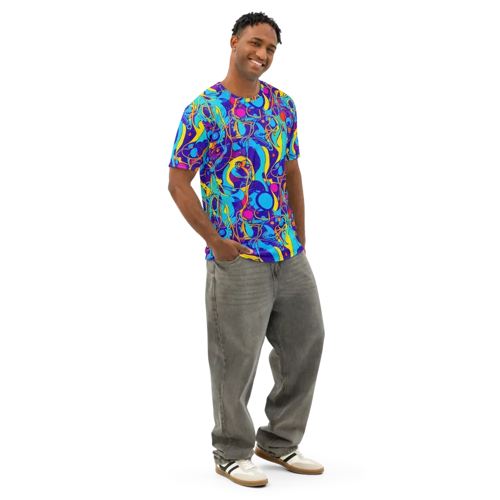 Spectral Tangle on Men's Cotton Crew Neck T-Shirt — Right Front