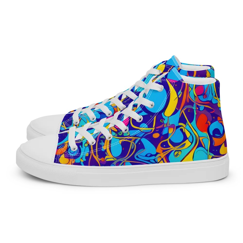 Spectral Tangle on Men's High Top Canvas Shoes — Left