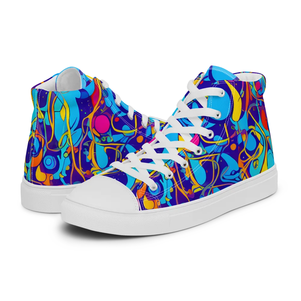 Spectral Tangle on Men's High Top Canvas Shoes — Left