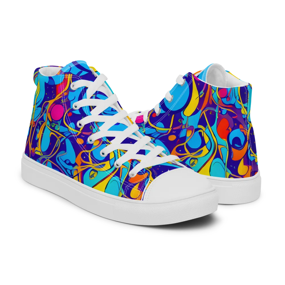 Spectral Tangle on Men's High Top Canvas Shoes — Right