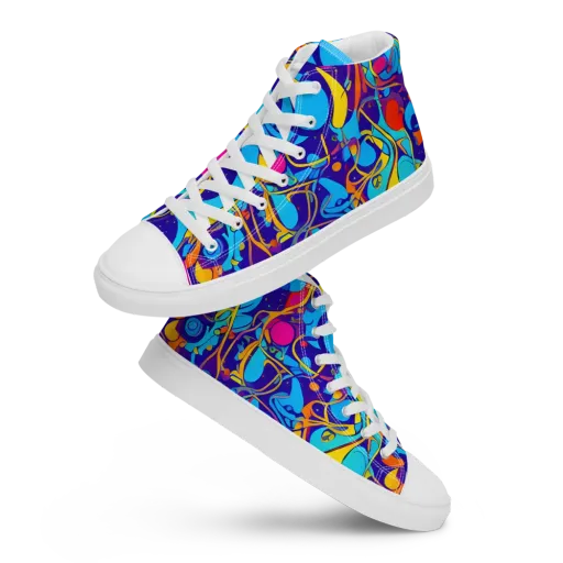 Spectral Tangle on a Men's High Top Canvas Shoes