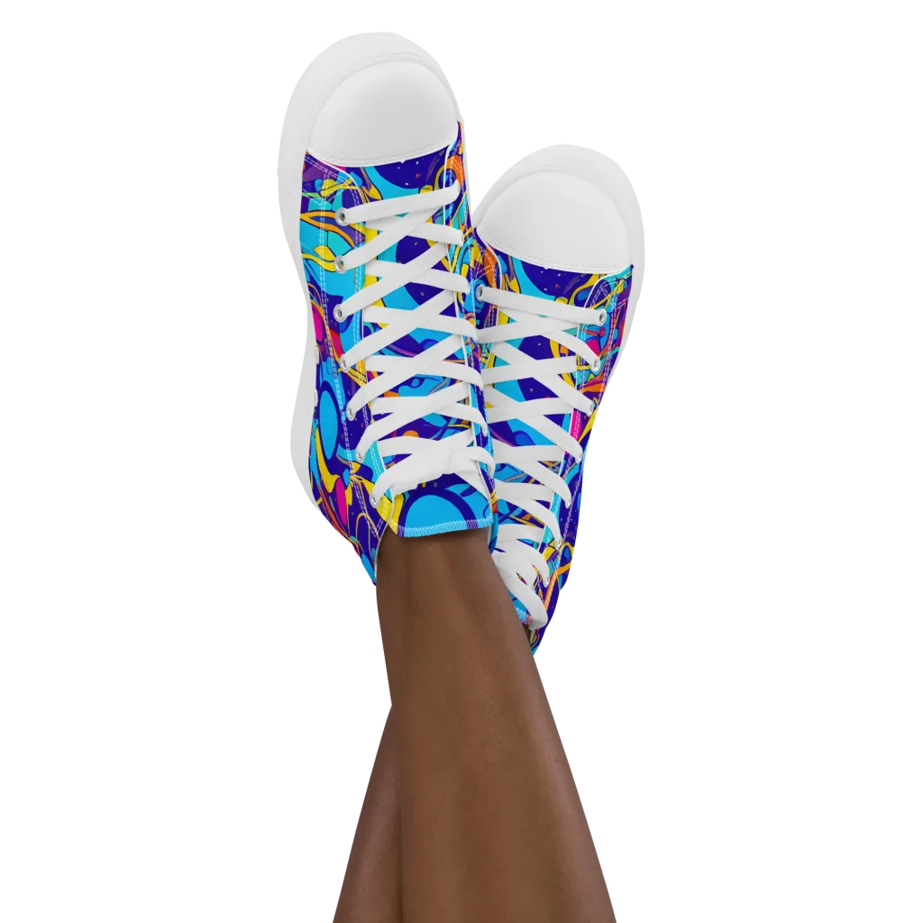 Spectral Tangle on Women's High Top Canvas Shoes — Front