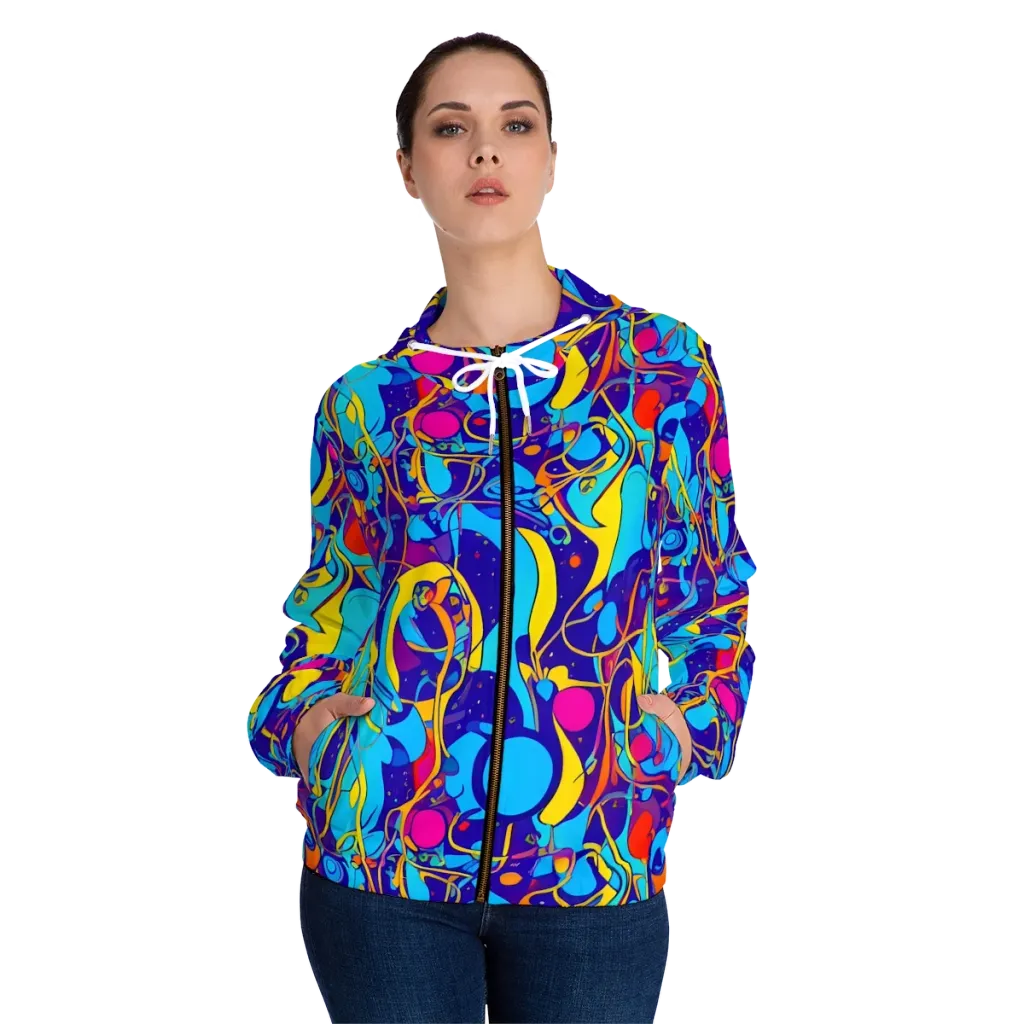 Spectral Tangle on Women's Full-Zip Hoodie — Front On Person