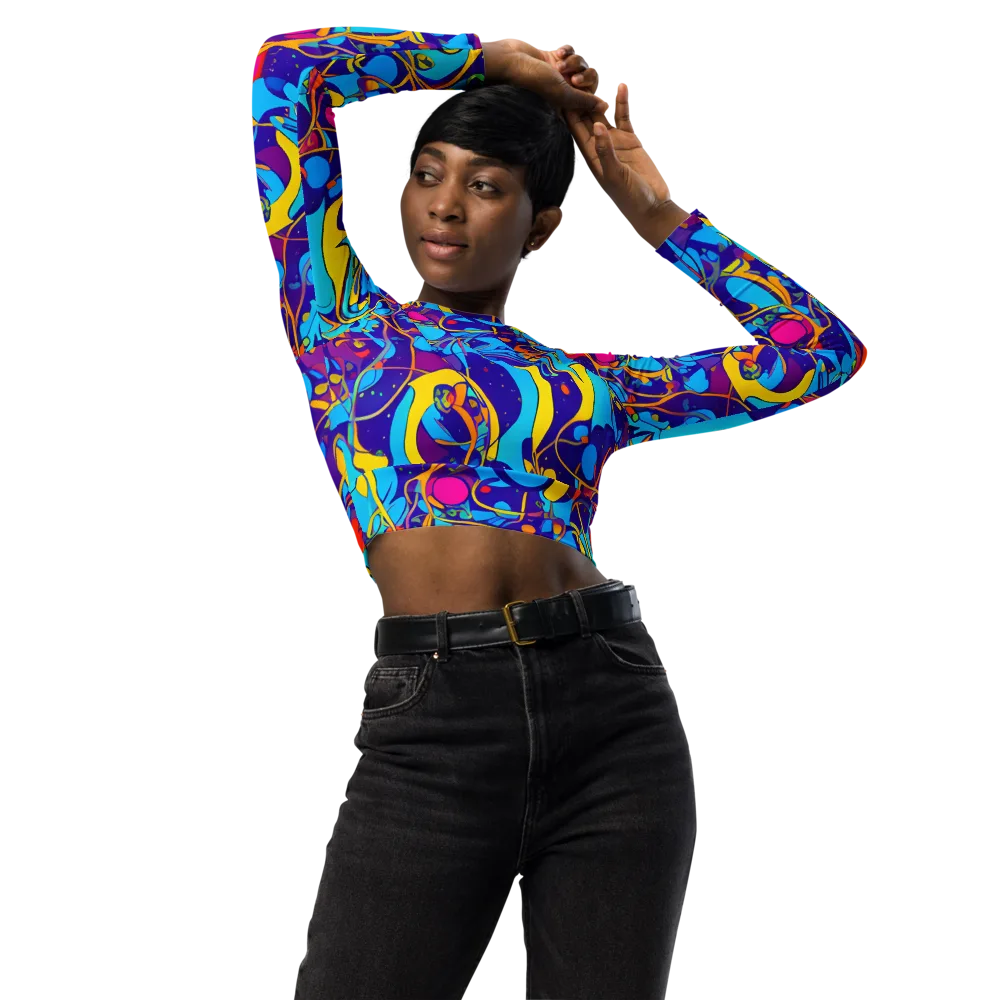 Spectral Tangle on Long Sleeve Crop Top — Front
