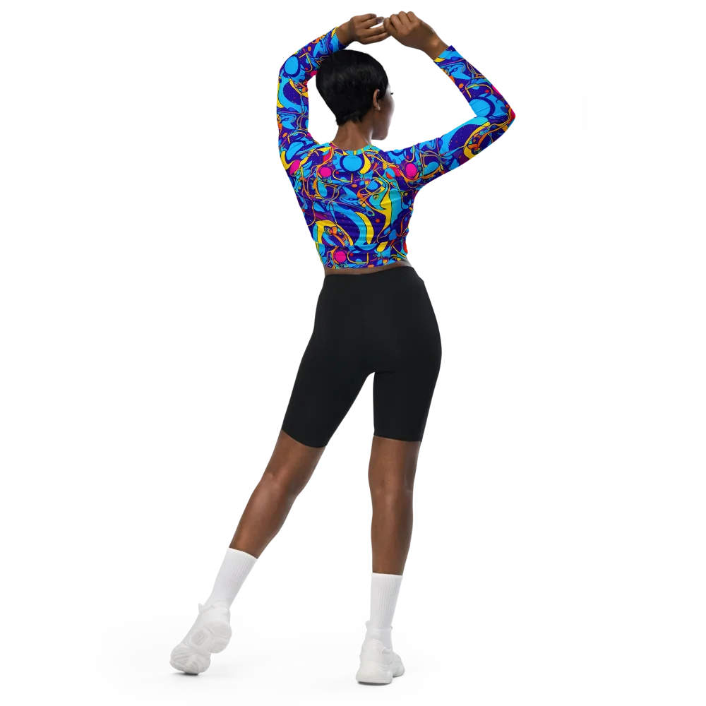 Spectral Tangle on Long Sleeve Crop Top — Back