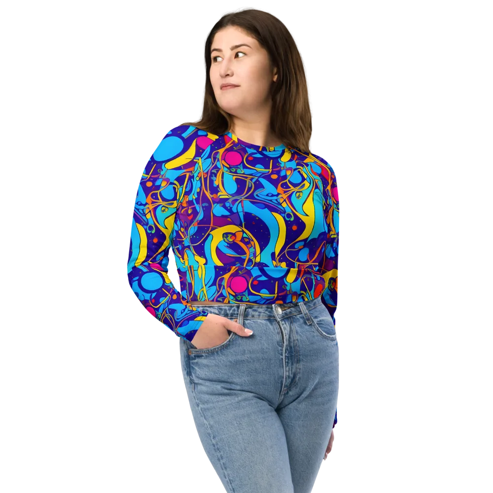 Spectral Tangle on Long Sleeve Crop Top — Front