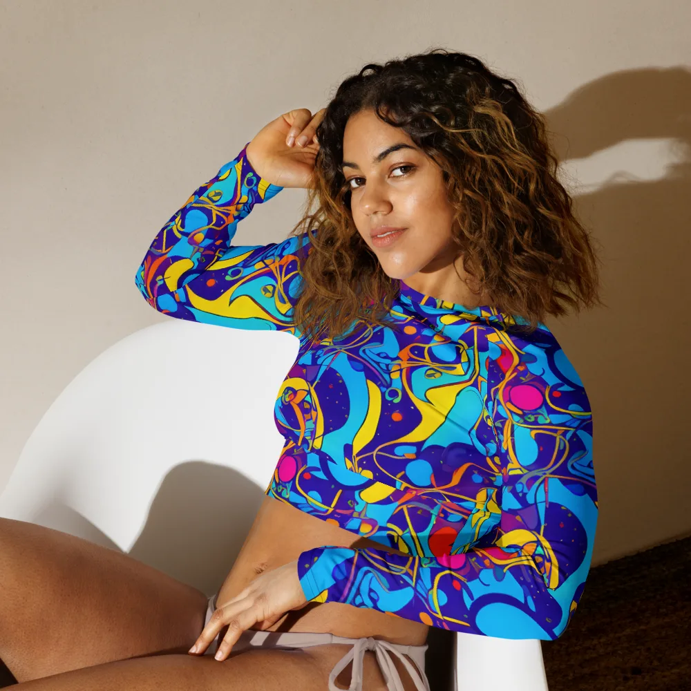 Spectral Tangle on Long Sleeve Crop Top — Left Front