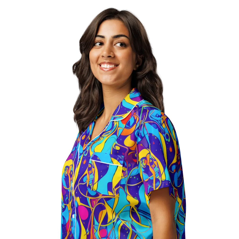 Spectral Tangle on Women's Short Sleeve Pajama Top — Left Front