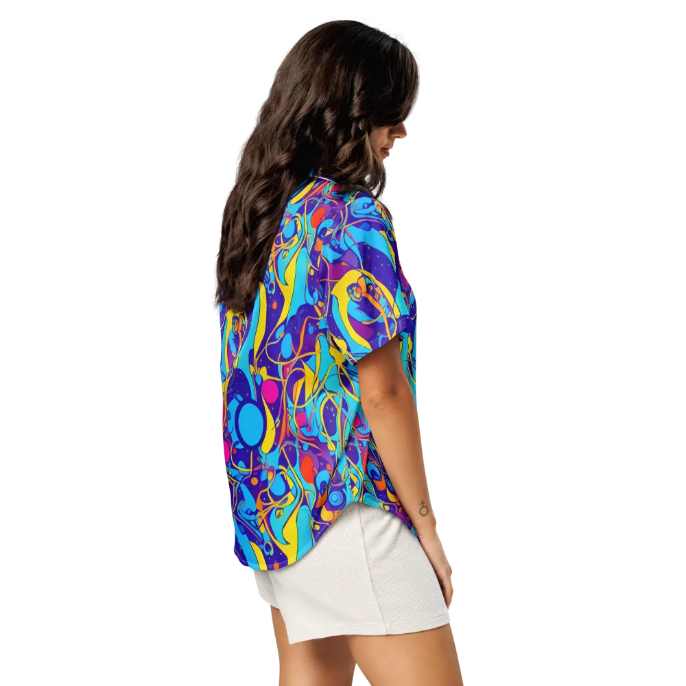 Spectral Tangle on Women's Short Sleeve Pajama Top — Right Back