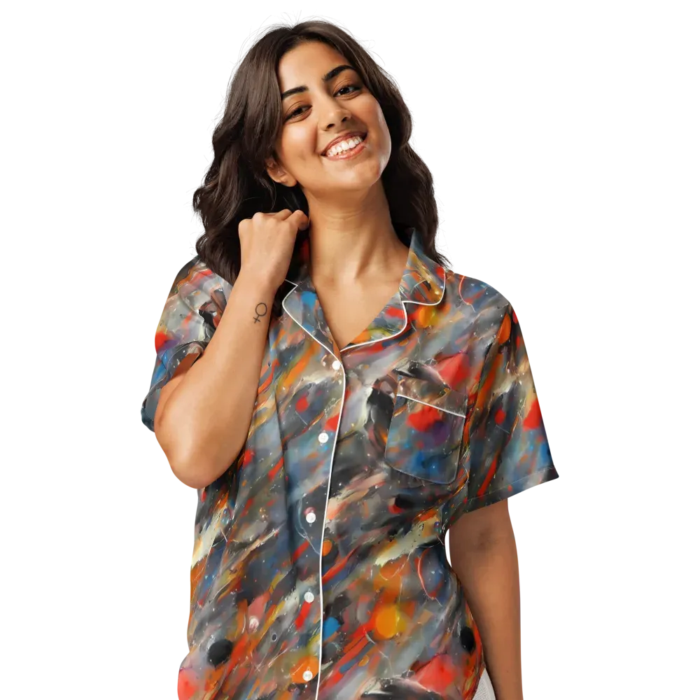 Kohn's Whirl on Women's Short Sleeve Pajama Top — Front